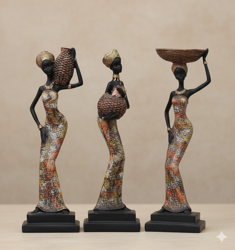 African Figurine Novelty Women Figure Statue for Tv Cabinet Entrance Bedside Golden | Home Decor | Figurines